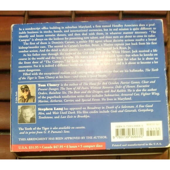 The Teeth of the Tiger by Tom Clancy 2003 5 Compact Discs Abridged edition - Picture 3 of 7